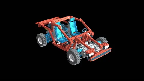 3d animation - test car made from plastic bricks. Stock Footage 133850861