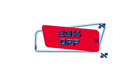 3d animation text 20 Percent Off on trendy flat geometric banner. 20 percent off Video stock 164264811