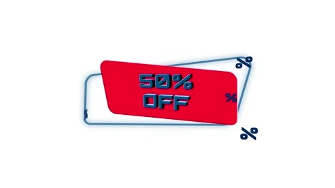 3d animation text 50 Percent Off on trendy flat geometric banner. 50 percent off Video stock 164264787