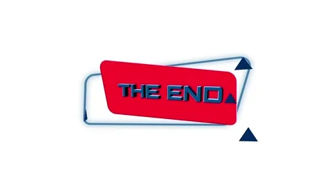 3d animation text The end on trendy flat geometric banner. Flying and rotating Stock Footage 164263913