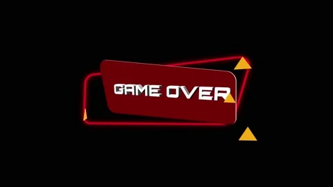 3d animation text Game over on trendy flat geometric banner. Flying and rotating Stock Footage 164263667