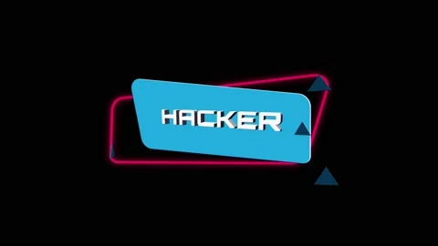 3d animation text Hacker on trendy flat geometric banner. Flying and rotating Stock Footage 164263024