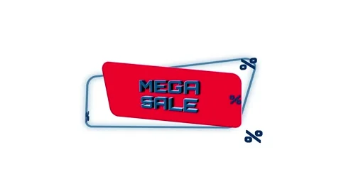 3d animation text Mega sale on trendy flat geometric banner. Flying and rotating Stockbeeldmateriaal 164265071