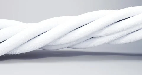 3D animation thick rope or tourniquet of white color on a neutral light back Stock Footage 337943170