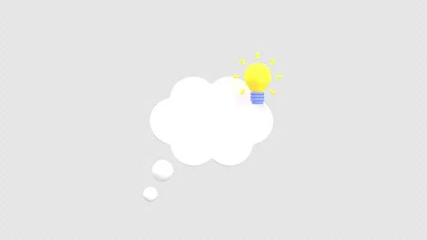 3d animation thought bubble featuring a light bulb, symbolizing ideas and i.. Stock Footage 310079576