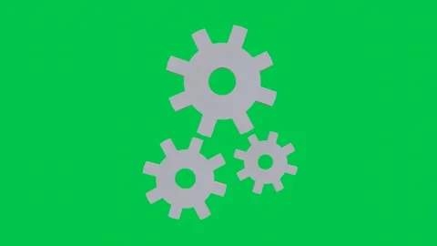 3D Animation of Three Rotating Gray Gears on Green Background Stock Footage 308282212