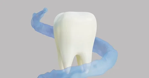 3d animation of tooth enamel cleansing with foam, blue water Stock Footage 169449587