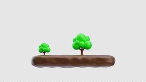 3d animation of trees growing on soil platform Stock Footage 333077938