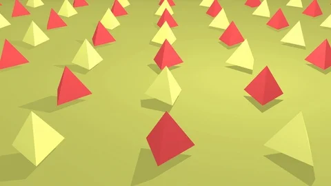 3D Animation Triangles Red and Yellow Stock Footage 113527362