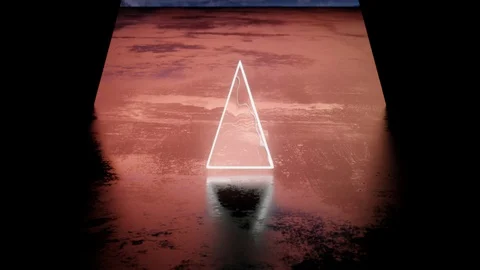 3d animation of a triangular futuristic portal Video stock 128649693