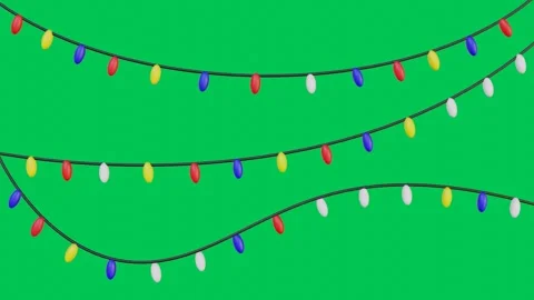 3D Animation of Twinkling Decorative Lights on Green Background Video stock 308282200