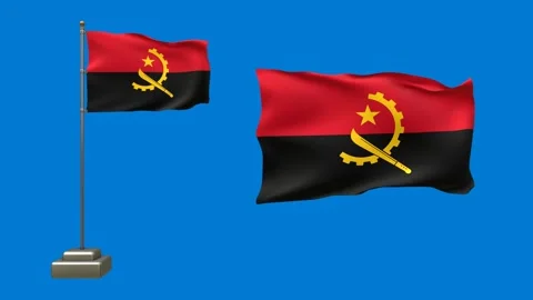 3D Animation of Two Angolan Flags on Blue Background Stock Footage 292047873