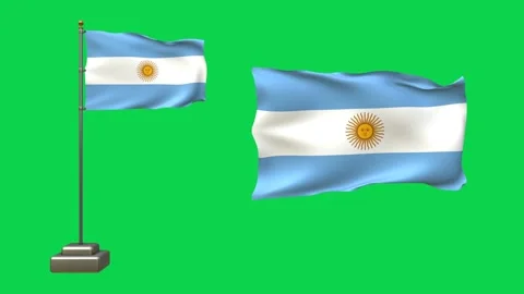 3D Animation of Two Argentine Flags on Green Background Stock Footage 292047163