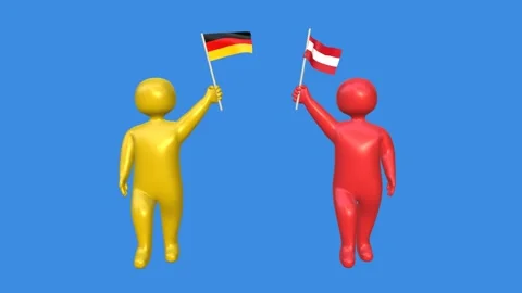 3D animation of two characters holding flags of Germany and Austria Video stock 316372184