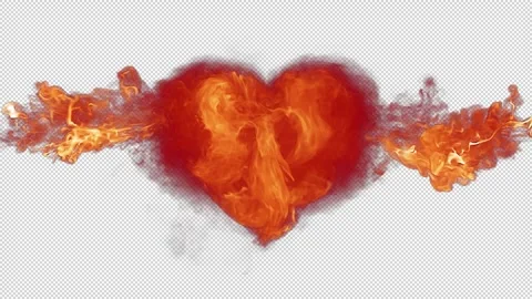 3D animation of two flames turning into a fiery heart. With Alpha Channel. Stock Footage 283263662