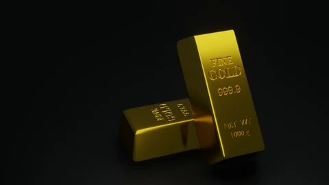 3d animation of two gold bard on black background Stock Footage 114124836