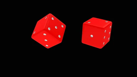 3D animation two red dice rotate. Alpha channel. 4K Stock Footage 145962134