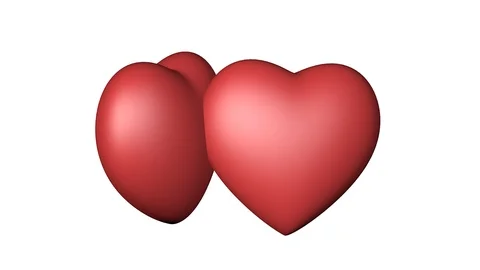 3d animation of two red heart rotate and stick together Stock Footage 124649177