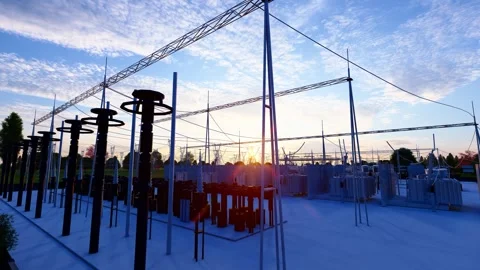 3D animation of UHV substation facilities Stock Footage 316529091
