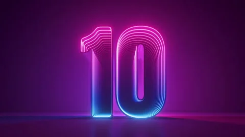 3d animation with ultraviolet neon numbers spinning and rotating, countdown Stock Footage 162820005
