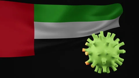 3D animation of United Arab Emirates flag waving in the wind on background Stock Footage 176425445