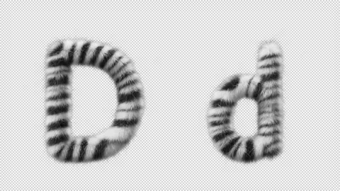 3D animation of a uppercase and lowercase Zebra woolen letter D Video stock 267283272