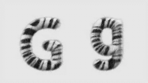 3D animation of a uppercase and lowercase Zebra woolen letter G Video stock 267284381