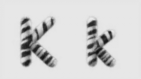 3D animation of a uppercase and lowercase Zebra woolen letter K Video stock 267285633