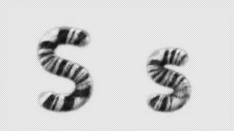 3D animation of a uppercase and lowercase Zebra woolen letter S Video stock 267288834