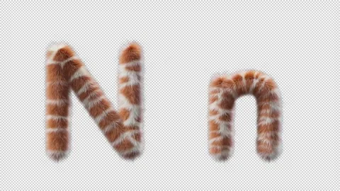 3D animation of a uppercase and lowercase Giraffe woolen letter N Stock Footage 268707828