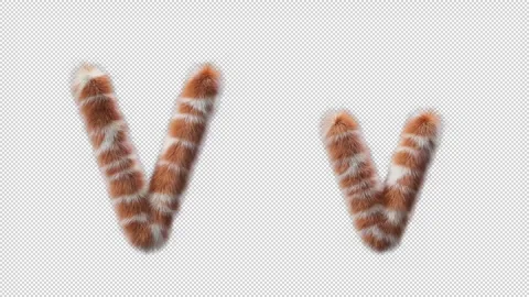 3D animation of a uppercase and lowercase Giraffe woolen letter V Stock Footage 268710809