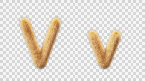 3D animation of a uppercase and lowercase Chick woolen letter V Stock Footage 270080440