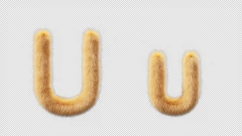 3D animation of a uppercase and lowercase Chick woolen letter U Video stock 270080446