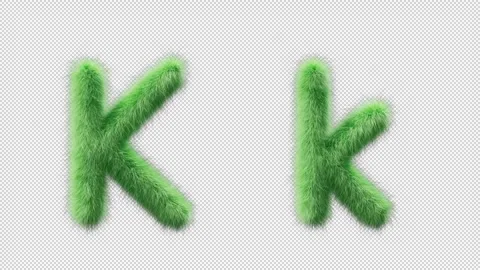 3D animation of a uppercase and lowercase grassy letter K Stock Footage 270535376