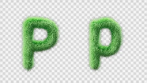 3D animation of a uppercase and lowercase grassy letter P Stock Footage 270536926