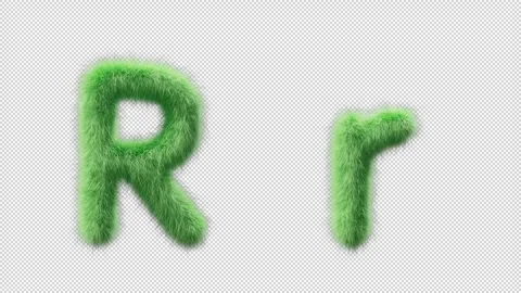 3D animation of a uppercase and lowercase grassy letter R Stock Footage 270537332