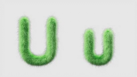3D animation of a uppercase and lowercase grassy letter U Stock Footage 270538116
