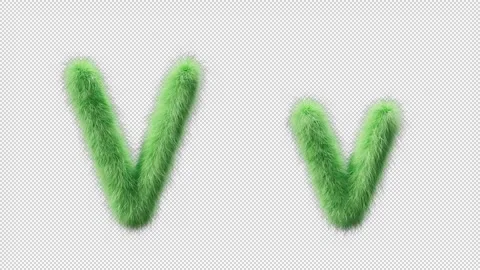 3D animation of a uppercase and lowercase grassy letter V Video stock 270538447