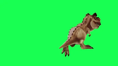 3D animation of an upset dinosaur from the front view of a chromakey green scree Video stock 245358353