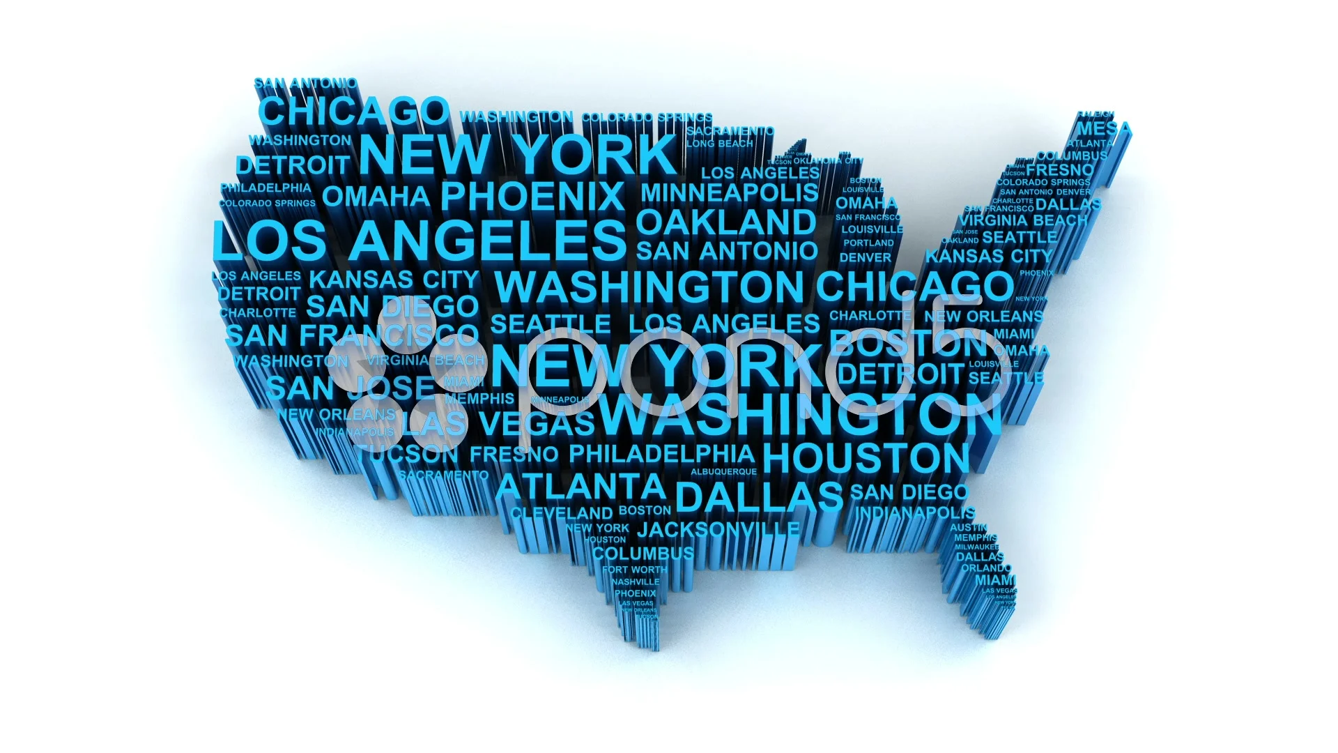3d animation of US map formed by names o... | Stock Video | Pond5