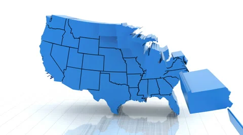 3d animation of USA map, loop with alpha matte for compositing Stock Footage 35399685