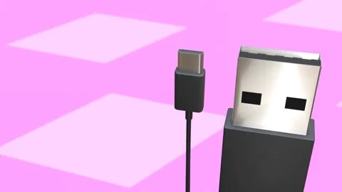 3d animation usb cable type A and micro usb B Video stock 241685847