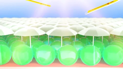 3D Animation, Uv Ray Protection for Sensitive Skin with Sunscreen Lotion Stock Footage 164459718