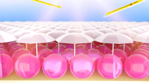 3D Animation, Uv Ray Protection for Sensitive Skin with Sunscreen Lotion Stock Footage 164460294