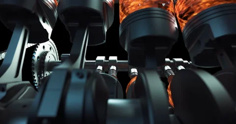 3D Animation of V8 Car Engine Roaring to Life at Gas Station Stock Footage 277418321