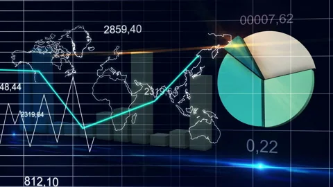 3D animation of various graphs Stock Footage 136724443