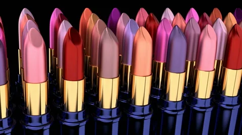 3D animation of various lipsticks Stockbeeldmateriaal 51584079