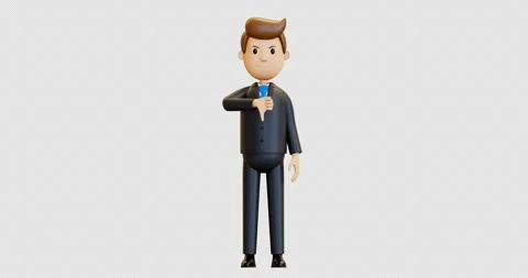 3D animation. A very angry man shows dislike. Stock Footage 267201620