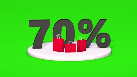 3D animation of a vibrant 70% Off message on a green screen. Video stock 310563798