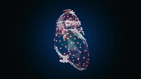 3d animation of a vibrant, low-poly heart turn-table over dark background 스톡 동영상 316201290